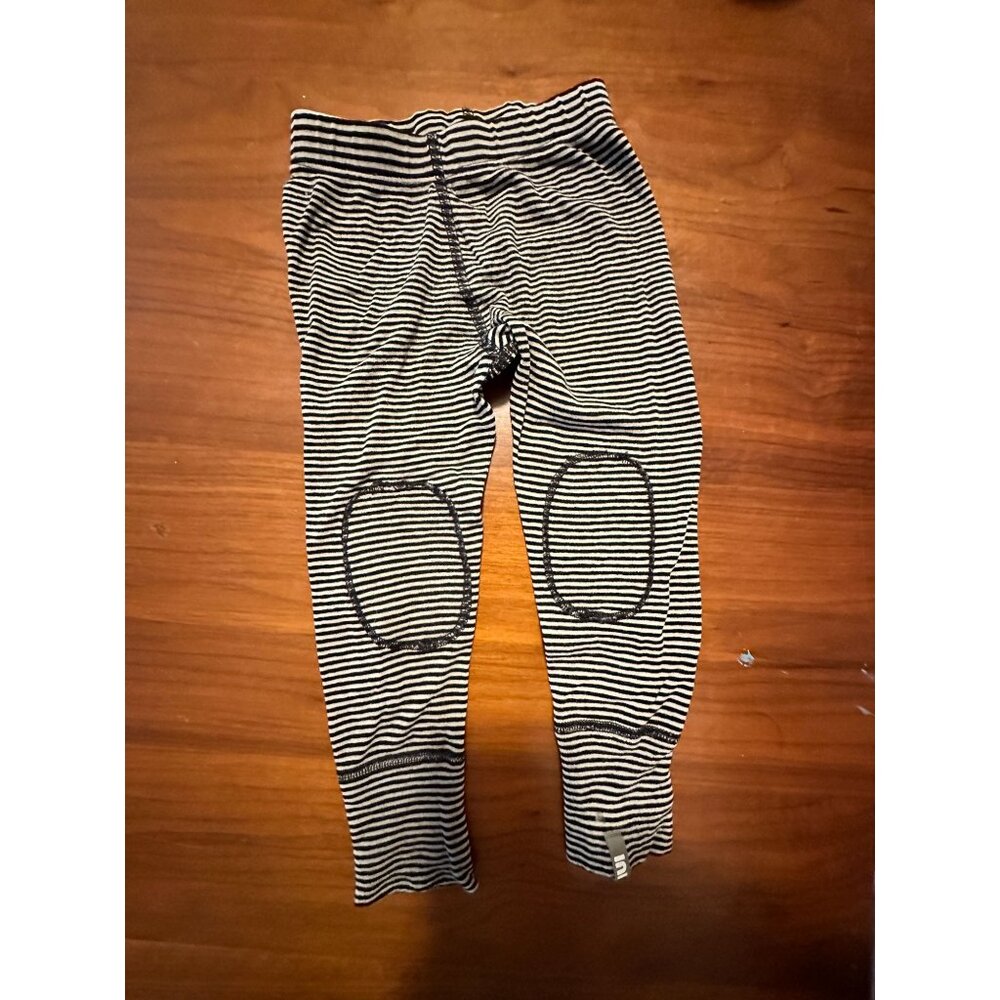 Nui Organics Baby Striped Leggings With Knee Patches 100% Organic Merino Wool Si